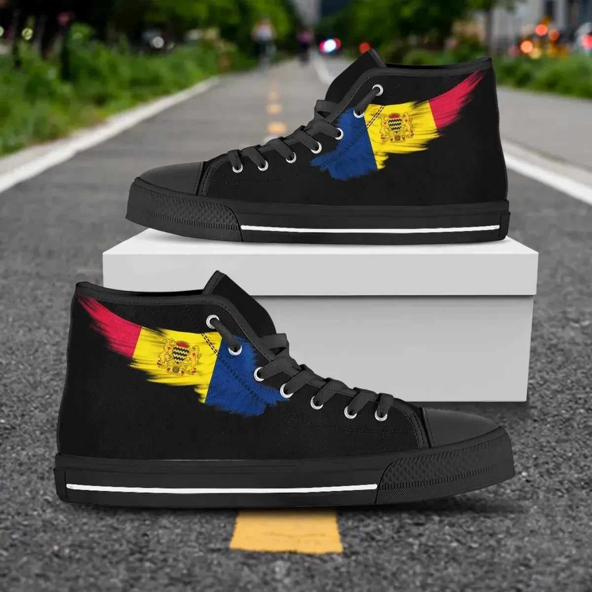 Chad High Top Shoe Wing Flag Black