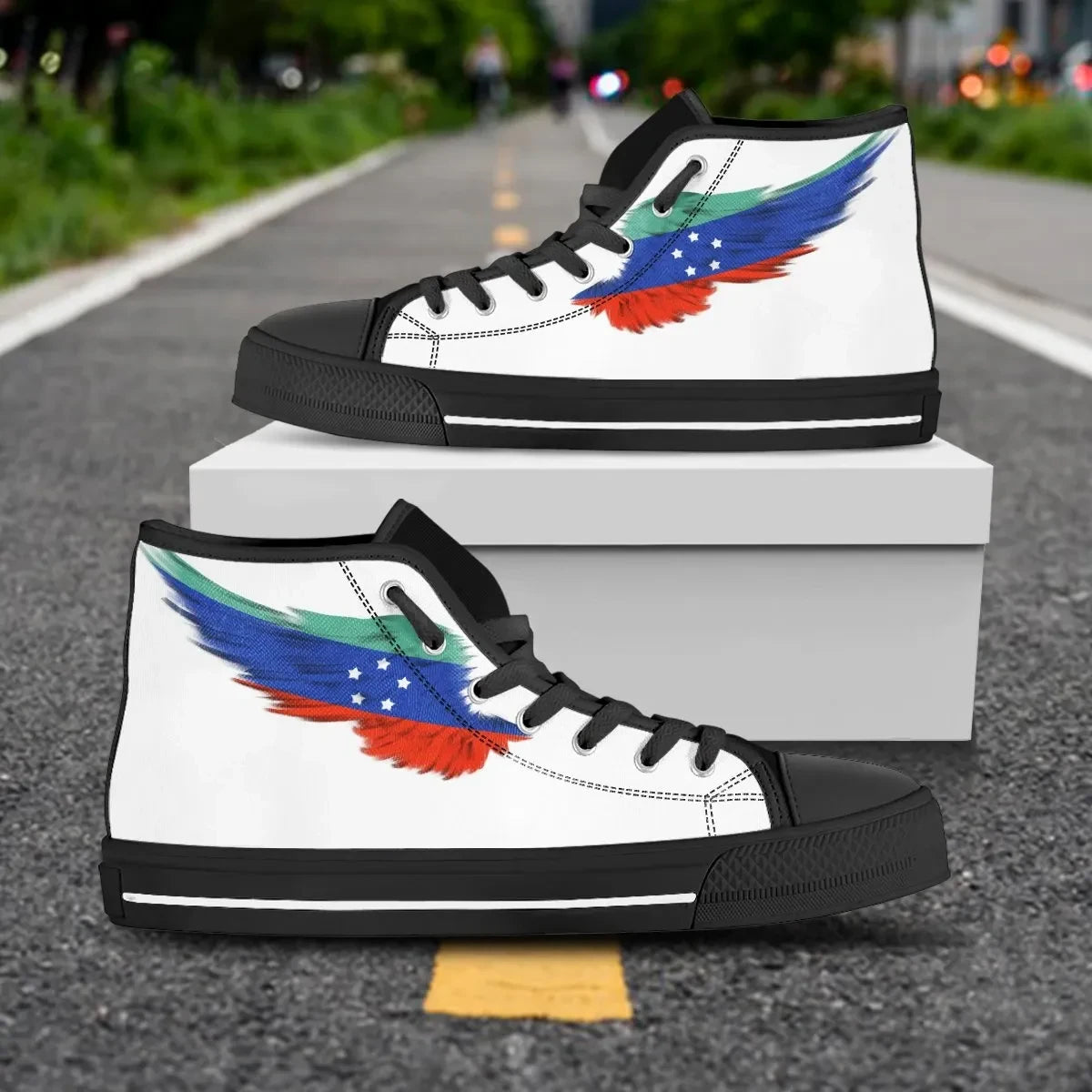 Sidama White High Top Shoe Wing Flag