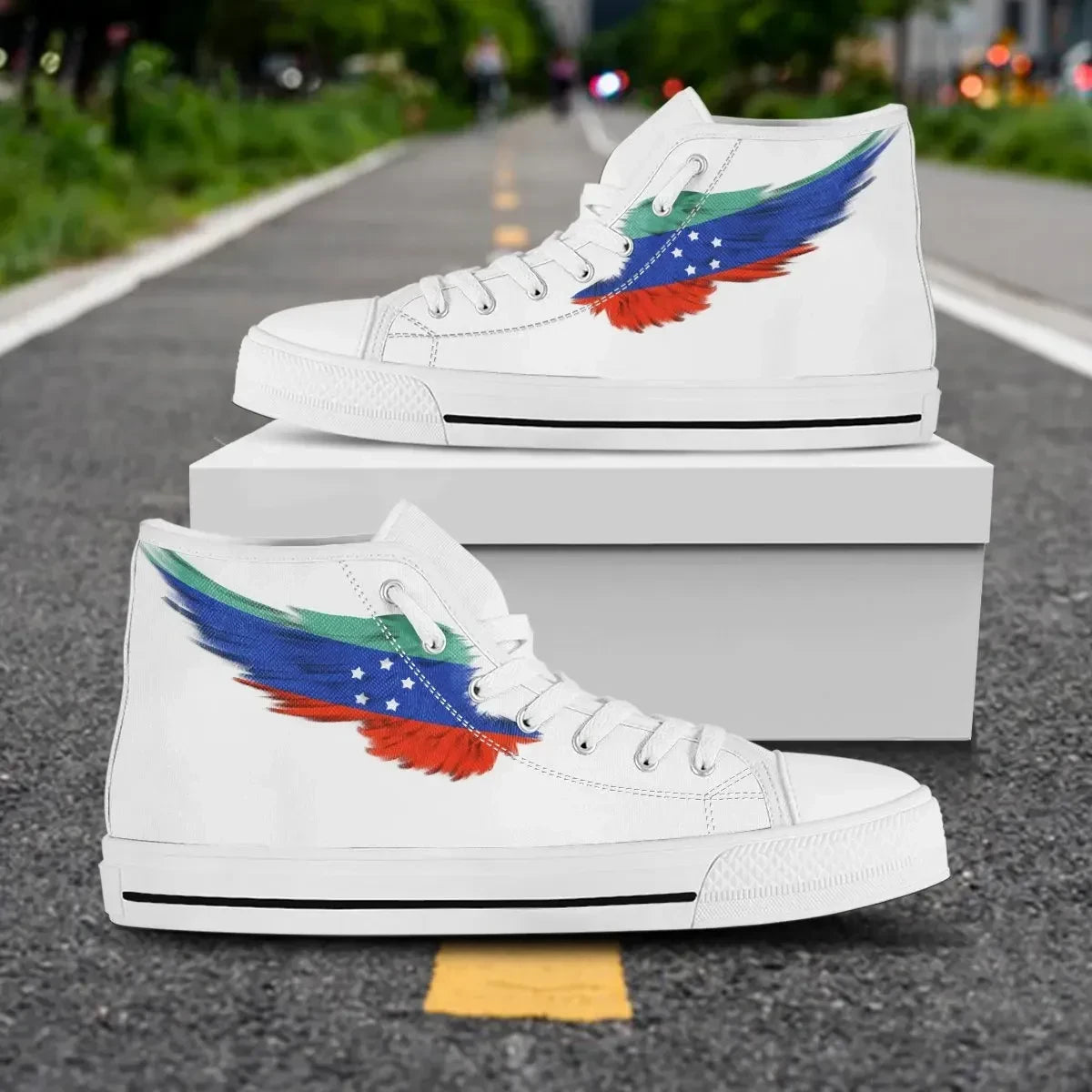 Sidama White High Top Shoe Wing Flag