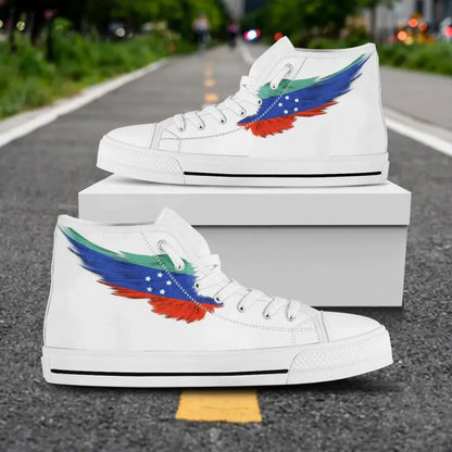 Sidama White High Top Shoe Wing Flag