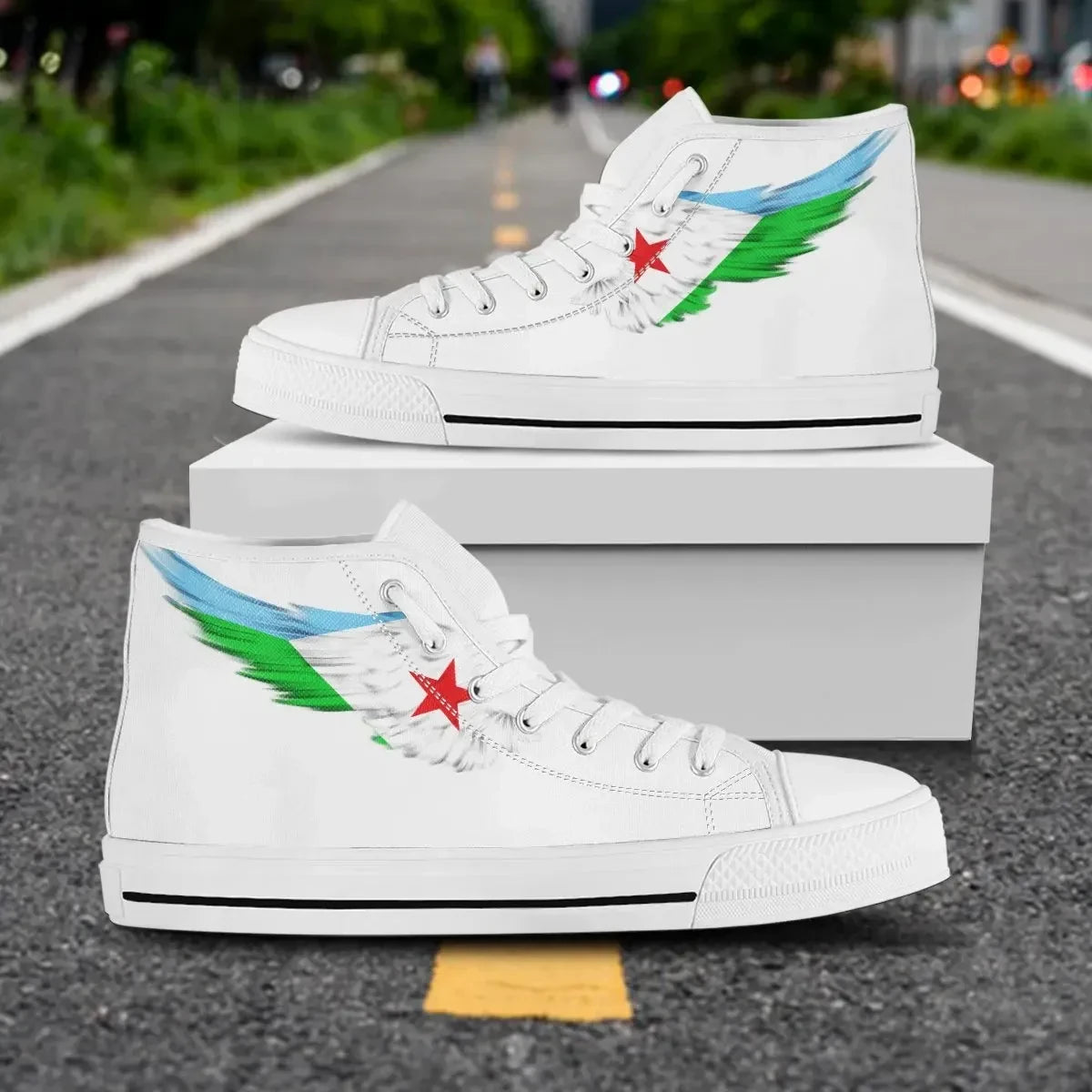 Djibouti White High Top Shoe Wing Flag
