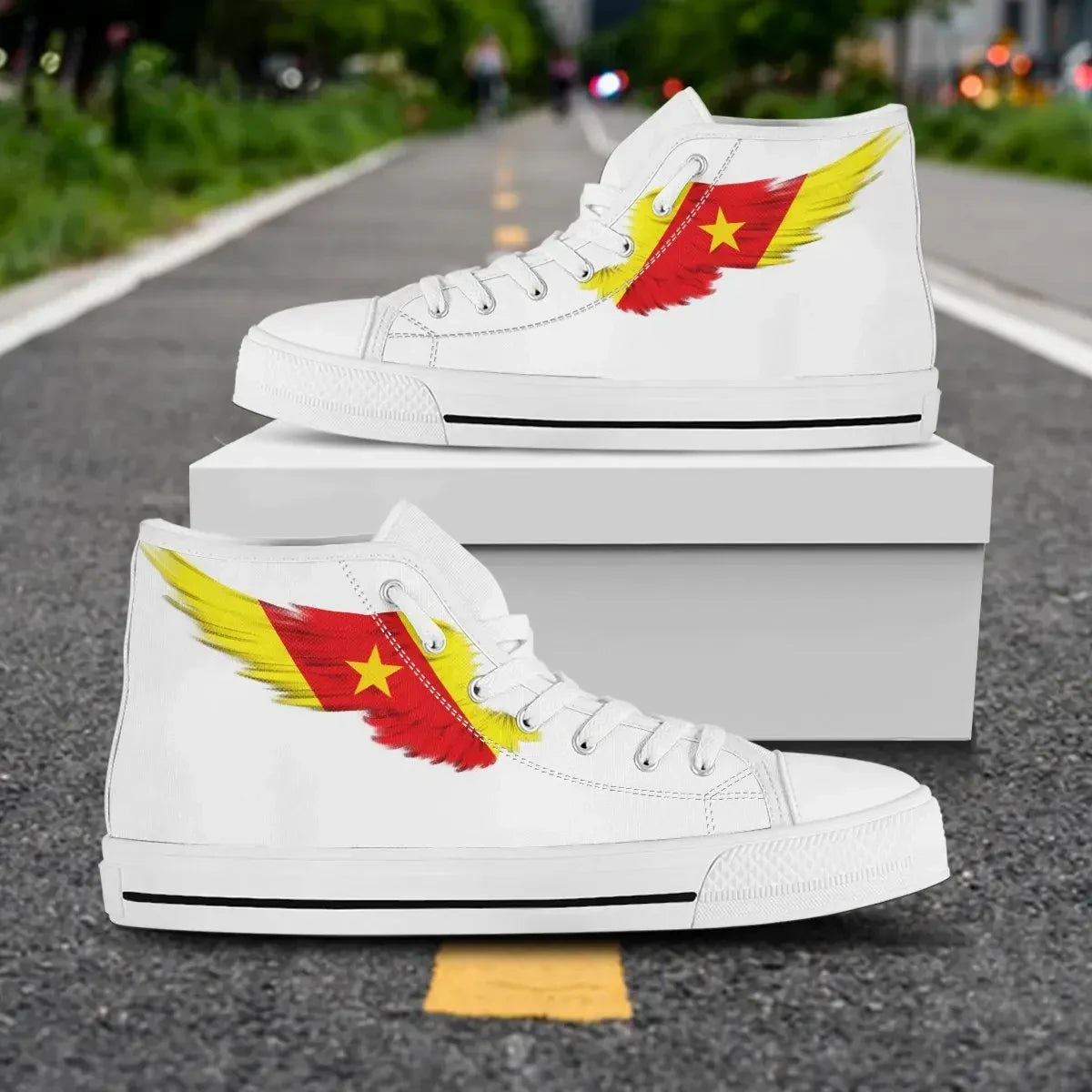 Amhara High Top Shoe Wing Flag White