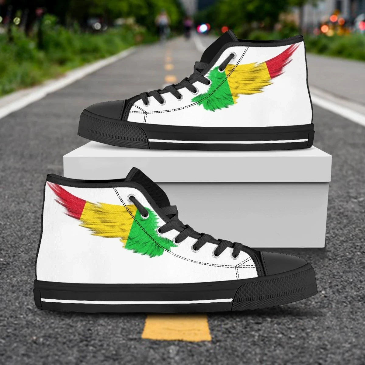 Mali White High Top Shoe Wing Flag