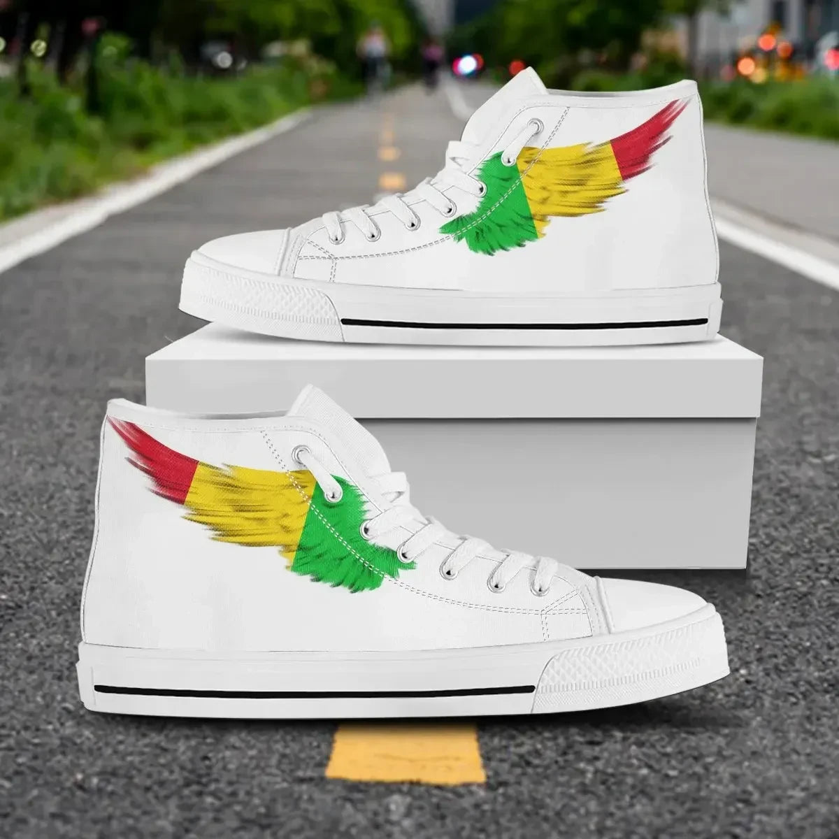 Mali White High Top Shoe Wing Flag
