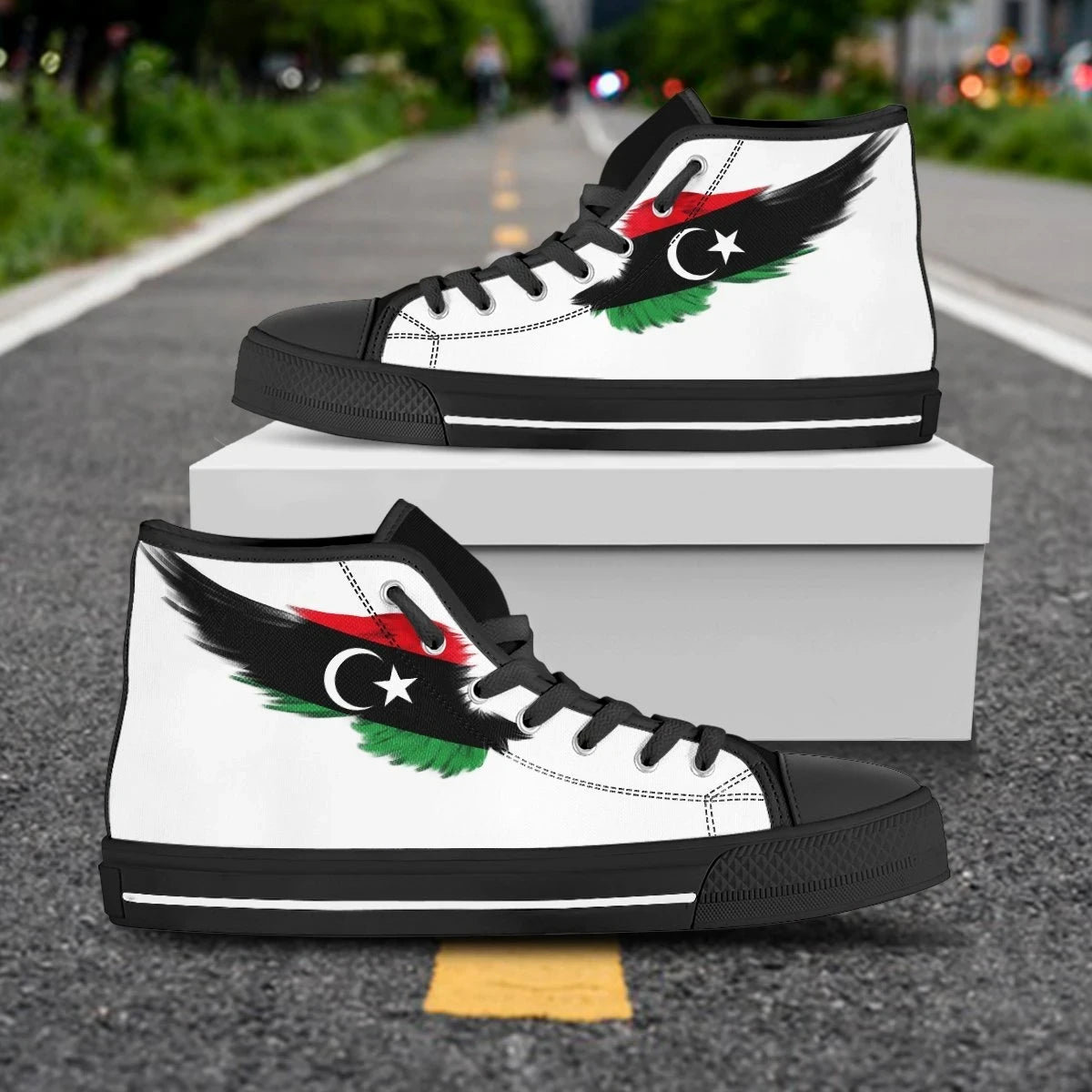 Libya White High Top Shoe Wing Flag