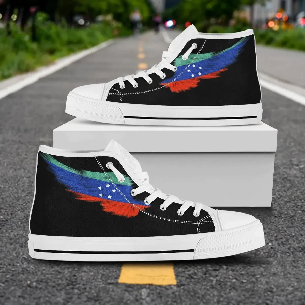 Sidama Black High Top Shoe Wing Flag