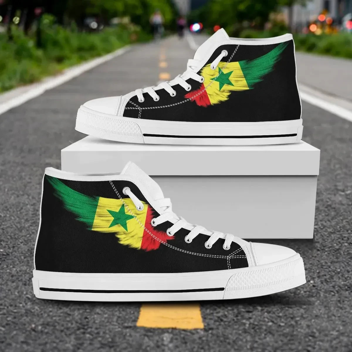 Senegal Black High Top Shoe Wing Flag