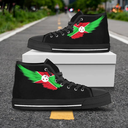 Burundi High Top Shoe Wing Flag Black