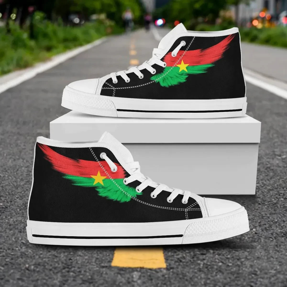 Burkina High Top Shoe Wing Flag Black