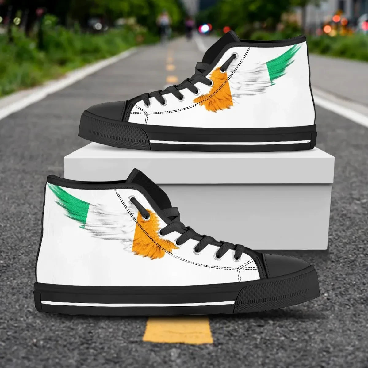 Ivory Coast Co_Te D'Ivoire White High Top Shoe Wing Flag