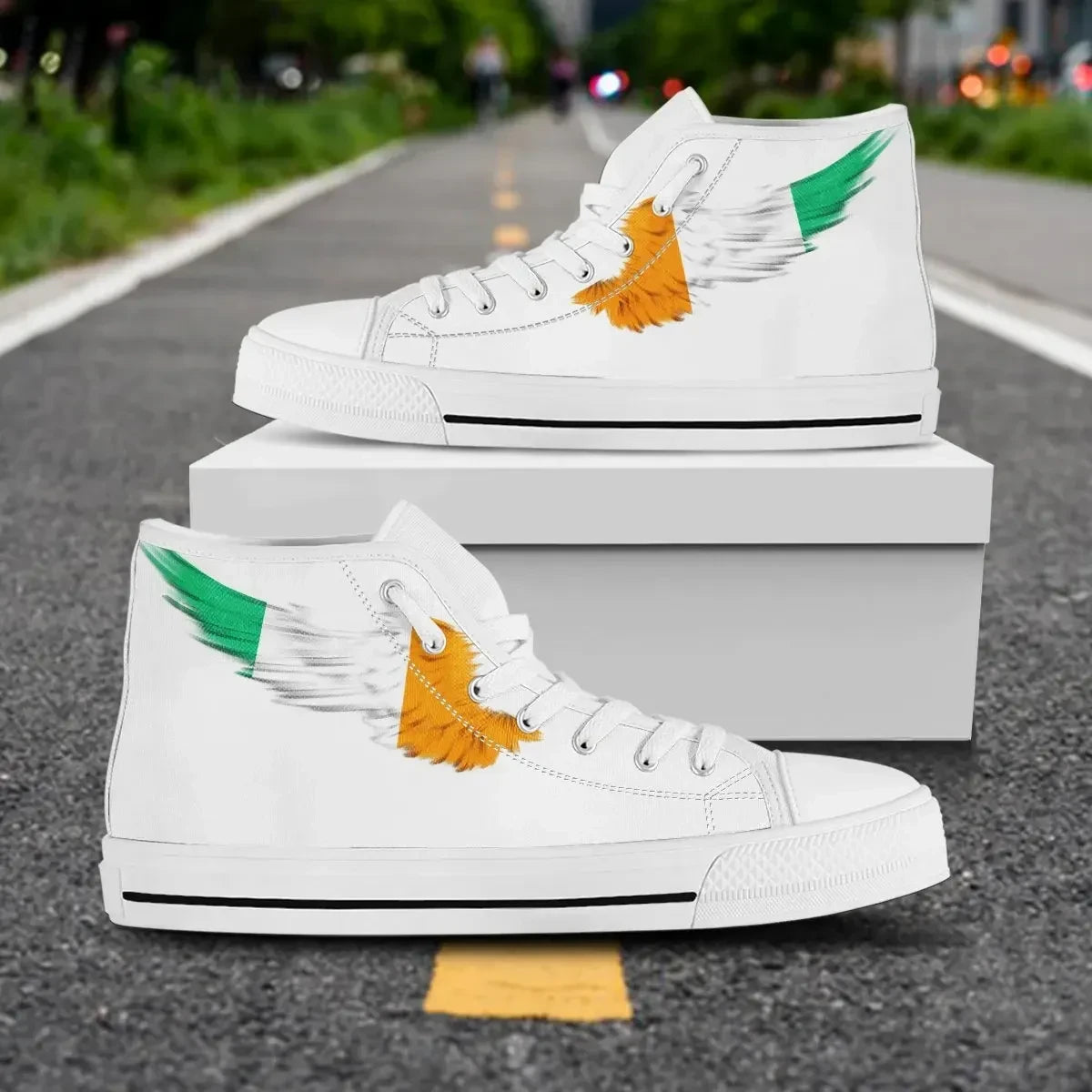 Ivory Coast Co_Te D'Ivoire White High Top Shoe Wing Flag