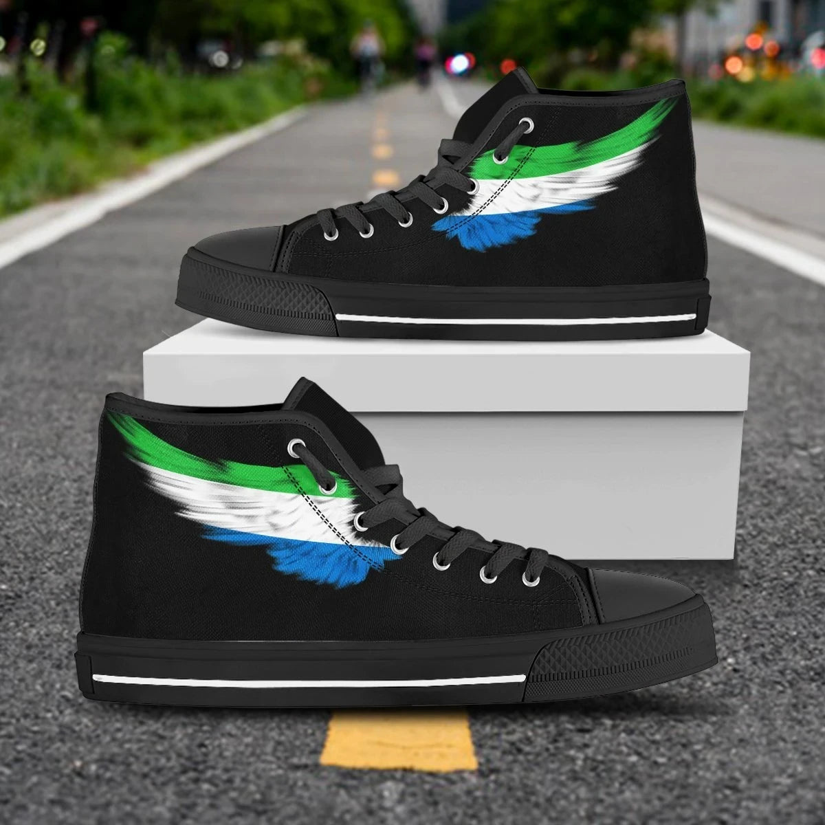 Sierra Leone Black High Top Shoe Wing Flag