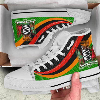 Zambia High Top Shoes Zambia Flag And Coat Of Arms 01