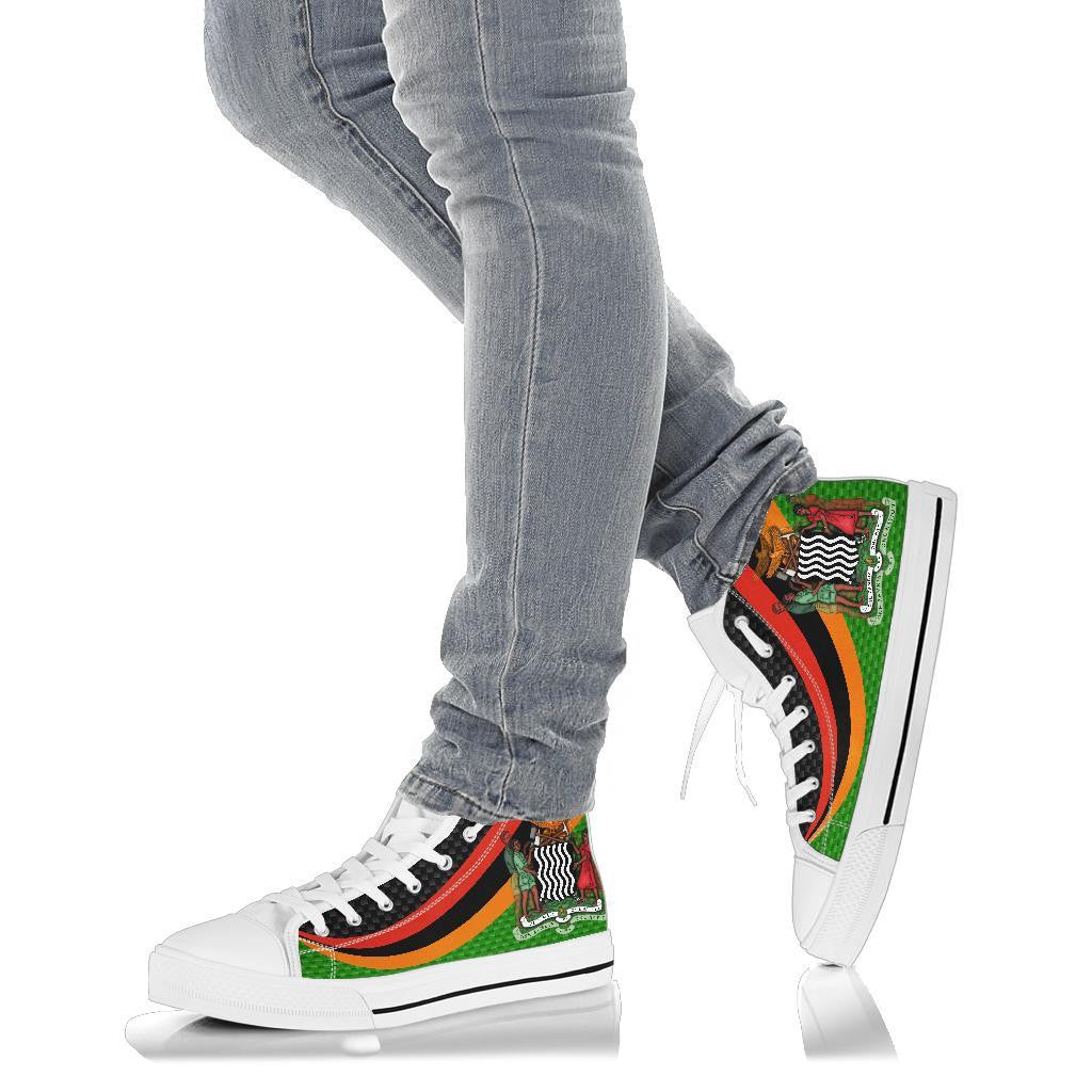 Zambia High Top Shoes Zambia Flag And Coat Of Arms 01