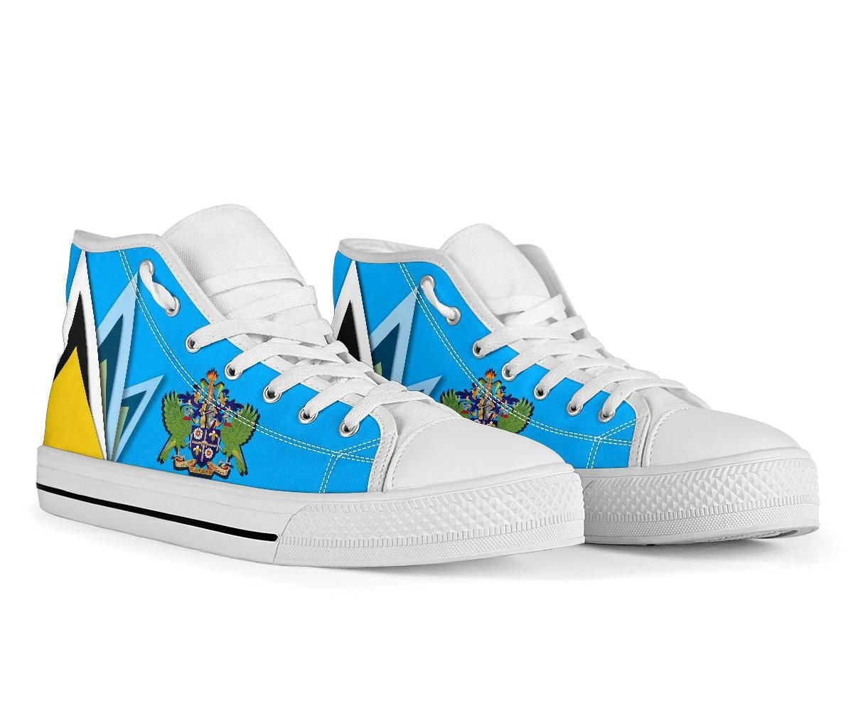 Saint Lucia High Top Shoes Flag With Coat Of Arms
