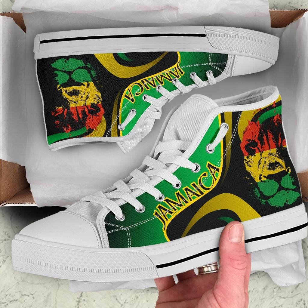 Jamaica High Top Shoe Jamaican Lion With Coat Of Arms