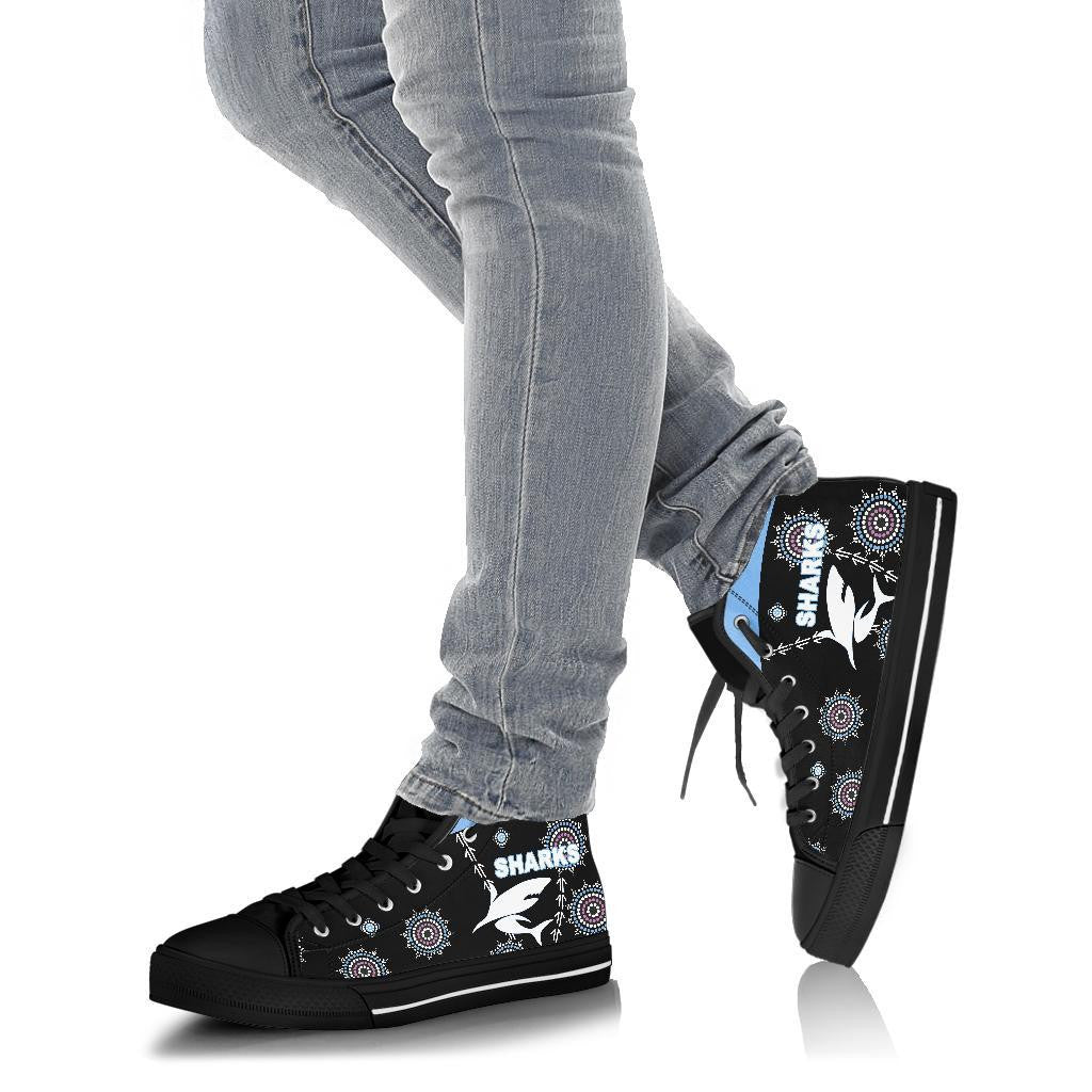 Cronulla High Top Shoe Sharks Simple Indigenous Black
