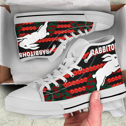 South Sydney Rabbitohs High Top Shoe Anzac Day Poppy Flower Vibes