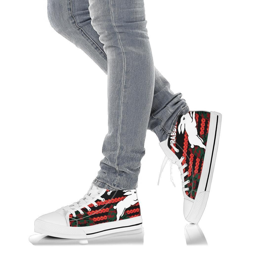 South Sydney Rabbitohs High Top Shoe Anzac Day Poppy Flower Vibes
