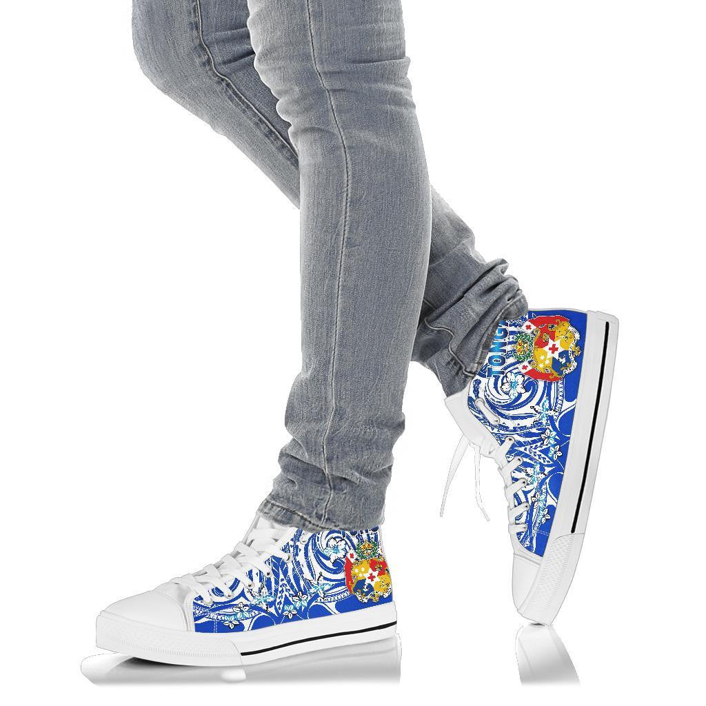 Mate Ma'A Tonga Rugby High Top Shoe Polynesian Unique Vibes Blue