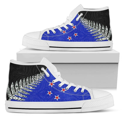 Silver Fern Flag High Top Shoes Blue