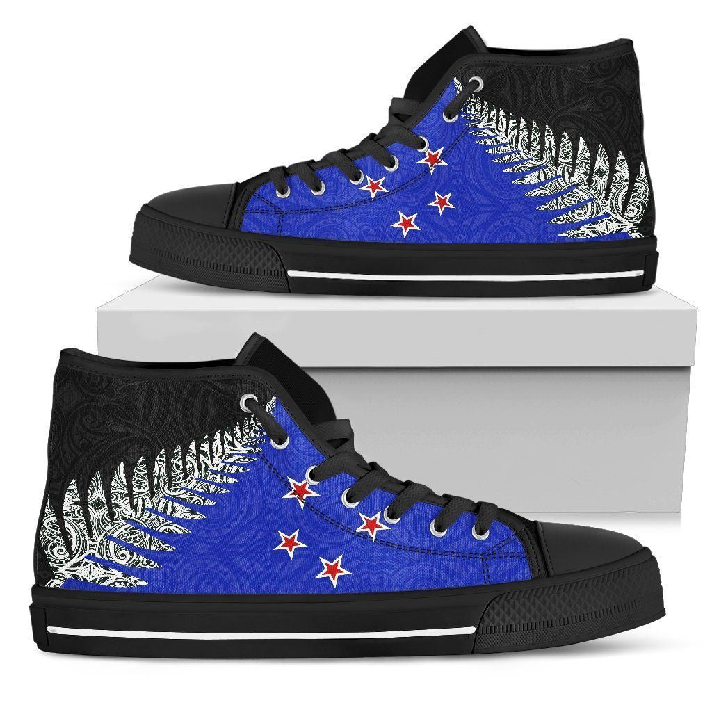 Silver Fern Flag High Top Shoes Blue