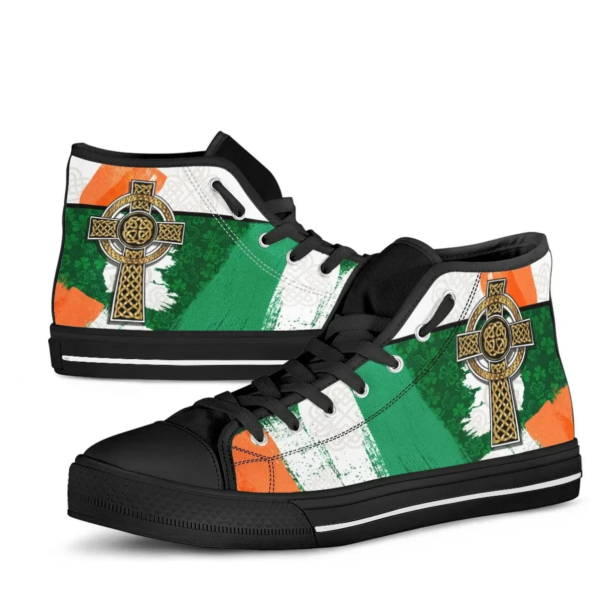 Celtic All Over Print High Top Shoe Irish Shamrock With Celtic Cross