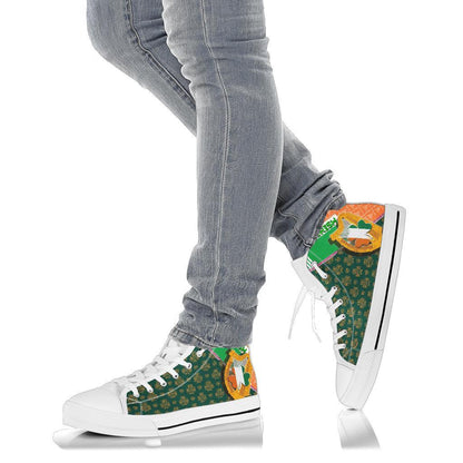Celtic Ireland High Top Shoe Irish Shamrock With Traditional Harp