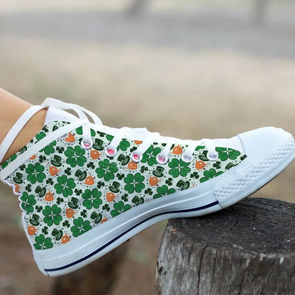 Celtic High Top Shoes Ireland Shamrock With Leprechaun Happy St. Patrick'S Day