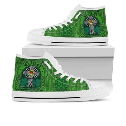 Ireland St. Patrick'S Day High Top Shoe Irish Shamrock With Claddagh Ring Cross