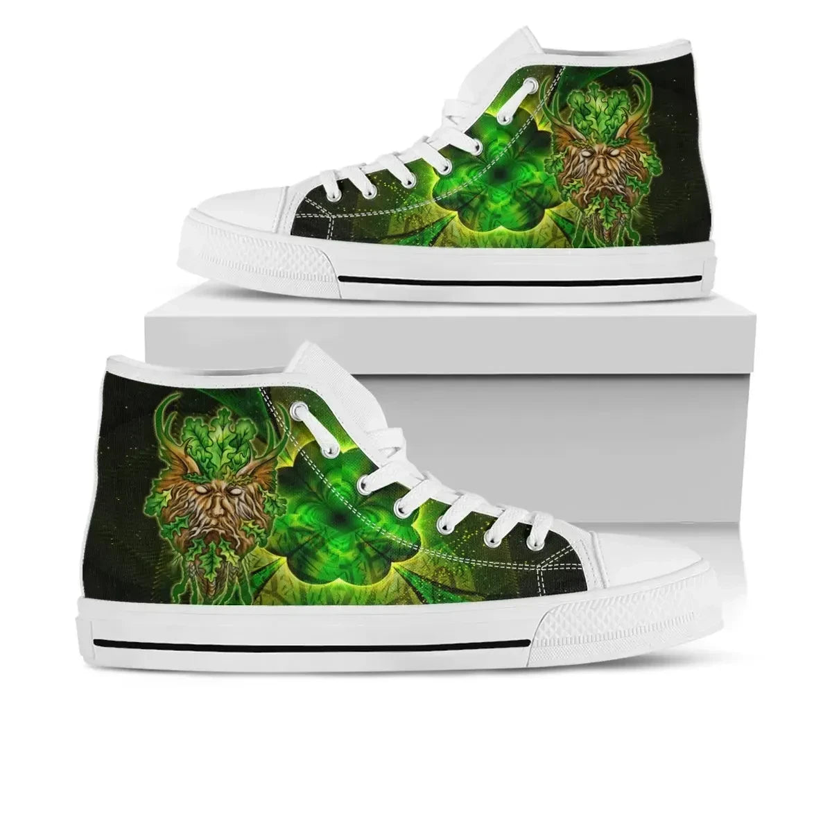 Celtic Green Man High Top Shoes Green Man With Celtic Patterns