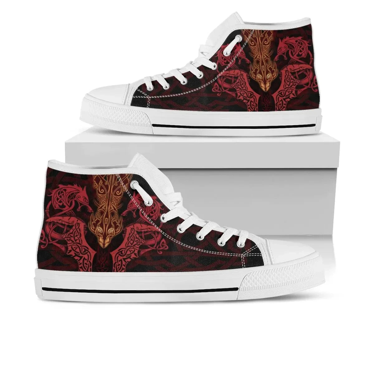 Celtic Dragon High Top Shoes Dragon Sword, Cross Patterns