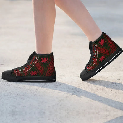 Wales Celtic High Top Shoes Welsh Dragon Cross Style