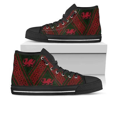 Wales Celtic High Top Shoes Welsh Dragon Cross Style