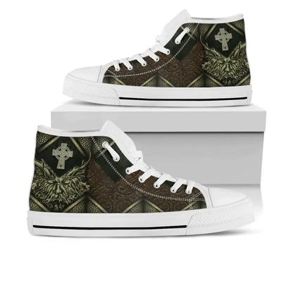 Celtic Green Man High Top Shoes Vintage Green Man With Celtic Cross