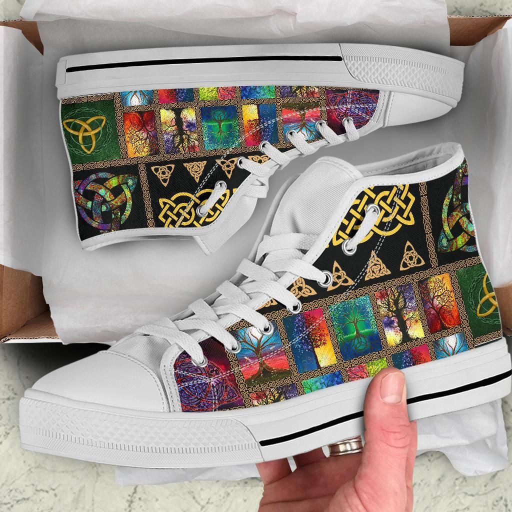 Celtic High Top Shoe Celtic Symbols With Celtic Tree