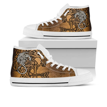 Celtic Dragon High Top Shoes Celtic Dragon With Cross Vintage Style