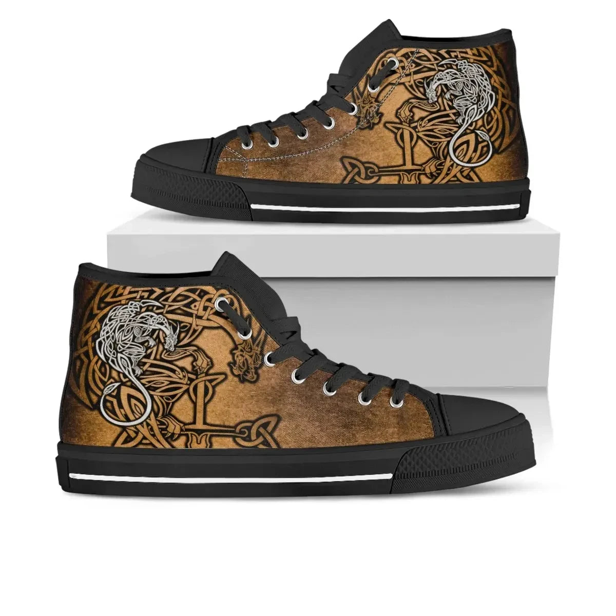 Celtic Dragon High Top Shoes Celtic Dragon With Cross Vintage Style