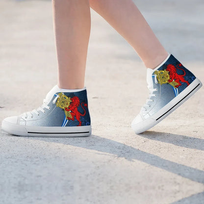 Scotland High Top Shoe Scottish Lion With Celtic Cross