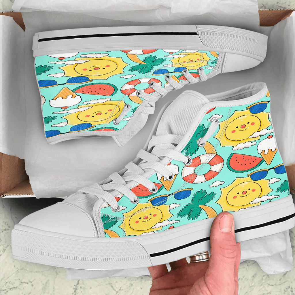 Shoes Summer Pattern Comic Style And Sun High Top Shoes