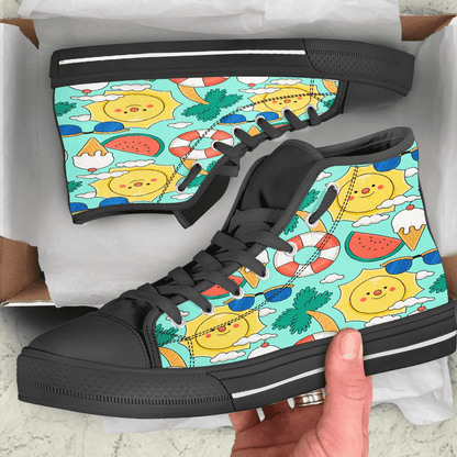 Shoes Summer Pattern Comic Style And Sun High Top Shoes