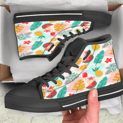 Shoes Hawaiian Summer Pattern Tropical Fruit And Ice Cream High Top Shoes