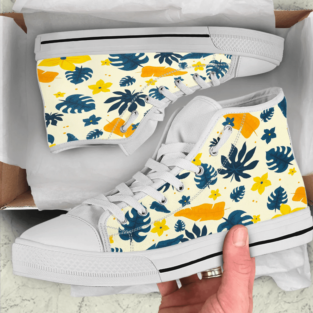 Shoes Hawaiian Summer Pattern Leaves And Floral High Top Shoes