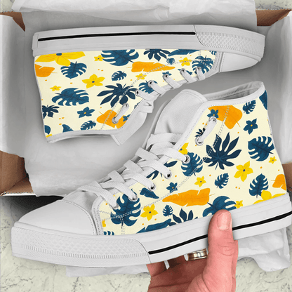 Shoes Hawaiian Summer Pattern Leaves And Floral High Top Shoes