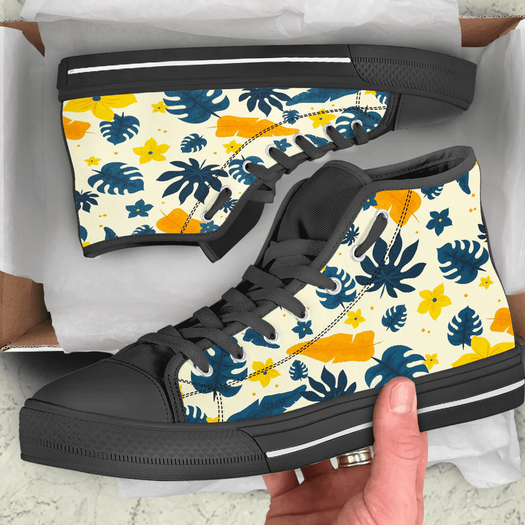 Shoes Hawaiian Summer Pattern Leaves And Floral High Top Shoes