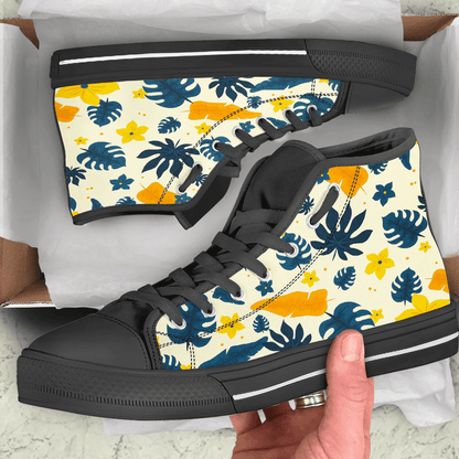 Shoes Hawaiian Summer Pattern Leaves And Floral High Top Shoes