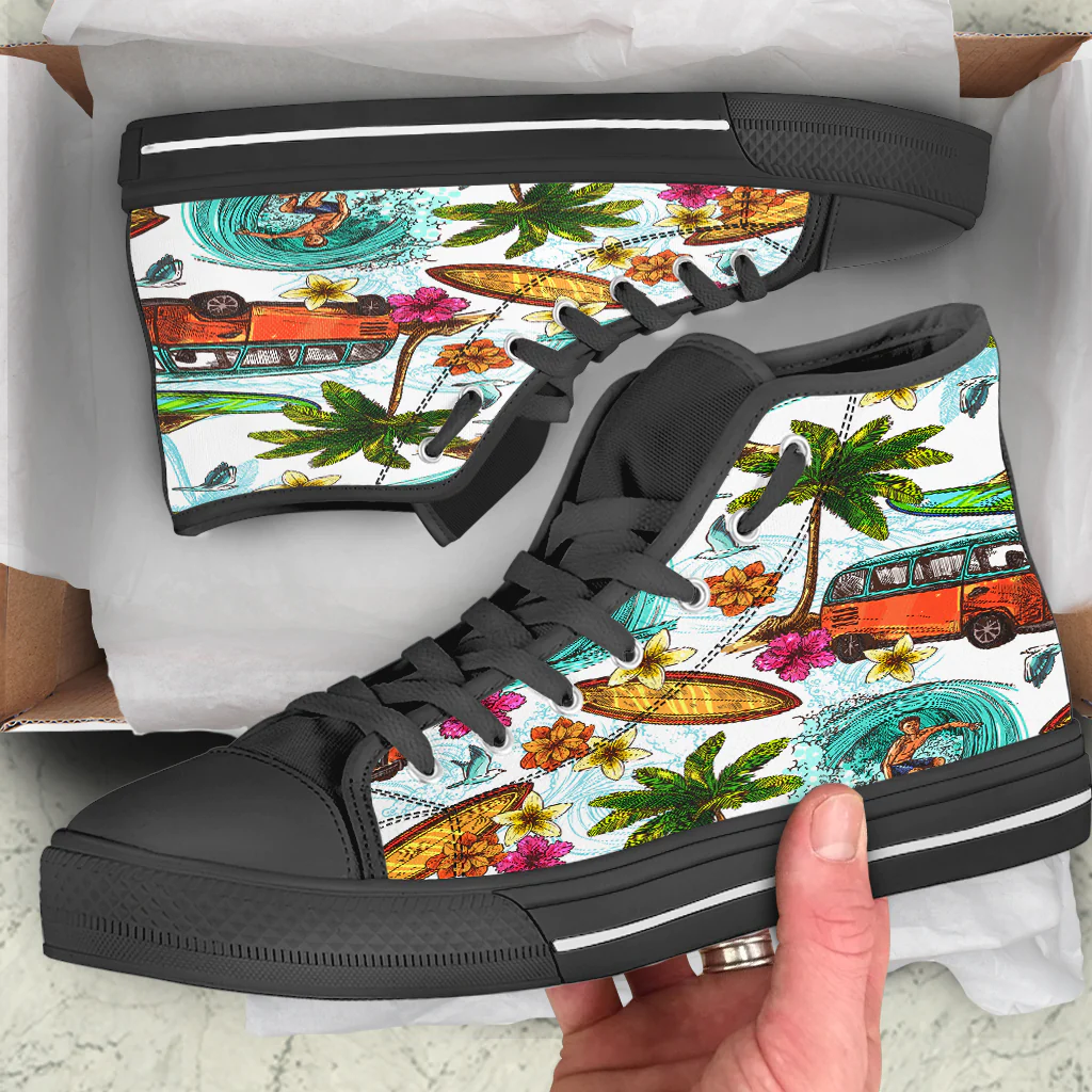 Shoes Alohawaiian Summer Pattern Sea Travel And Surfring High Top Shoes