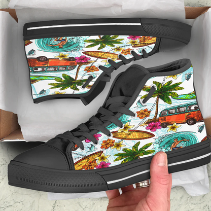 Shoes Alohawaiian Summer Pattern Sea Travel And Surfring High Top Shoes