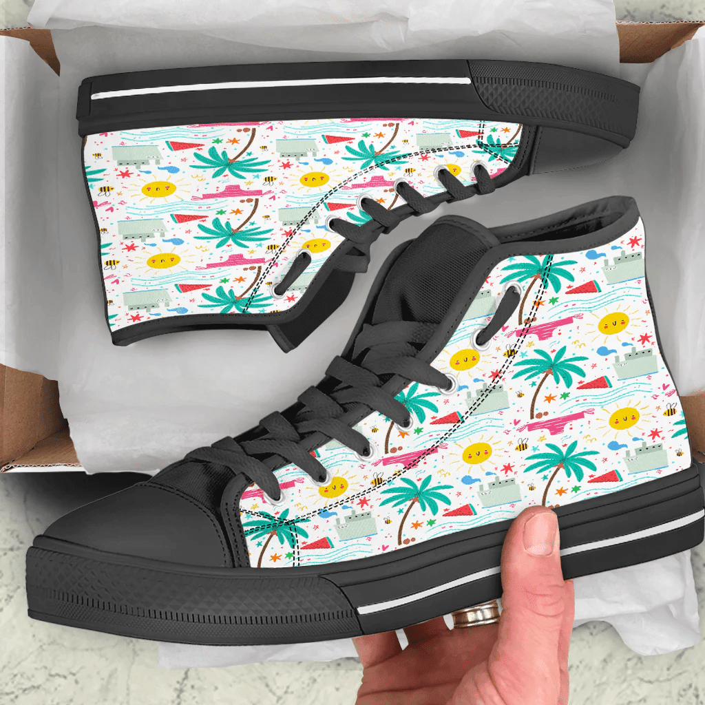 Shoes Summer Pattern Childish Drawing High Top Shoes