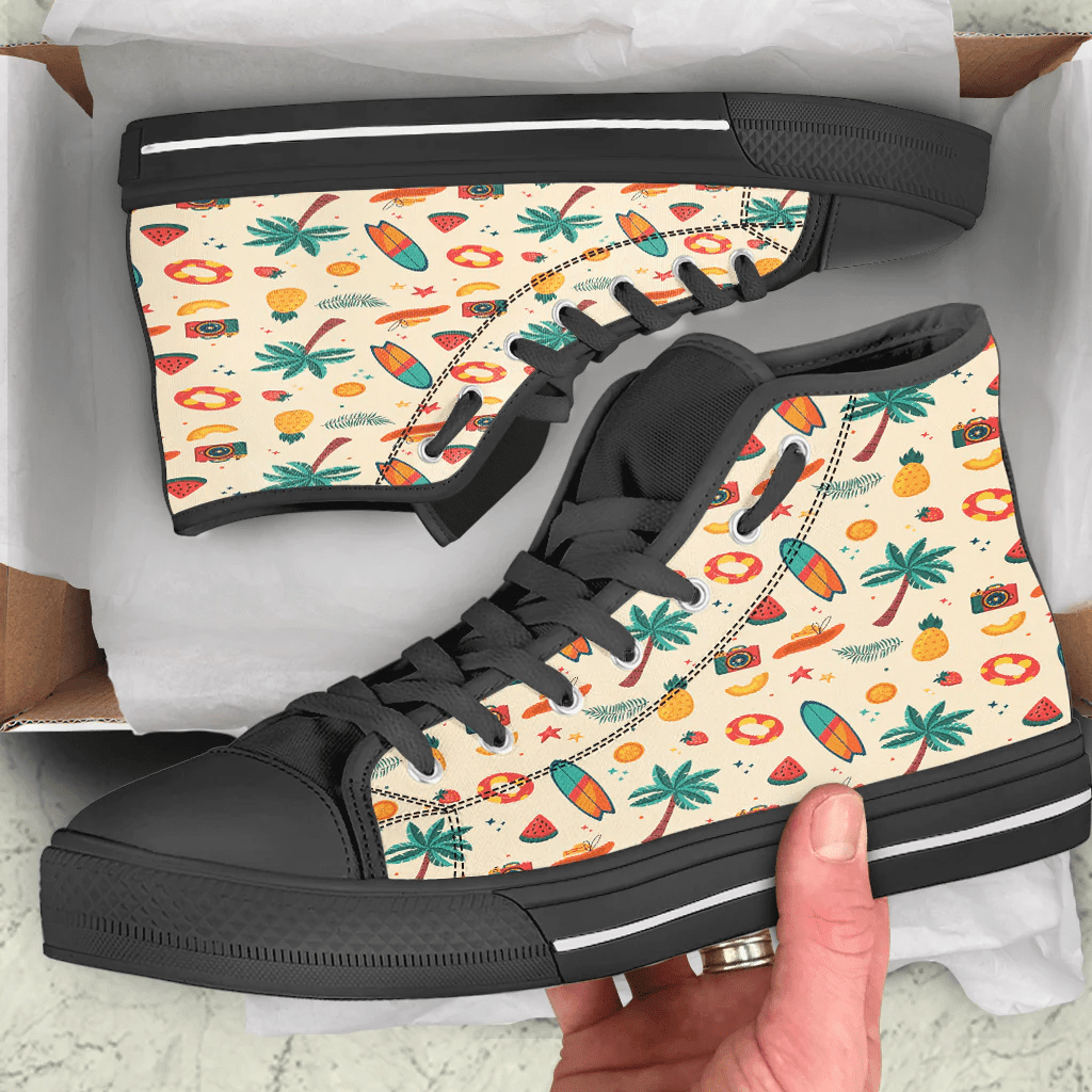 Shoes Hawaiian Summer Travel Pattern High Top Shoes